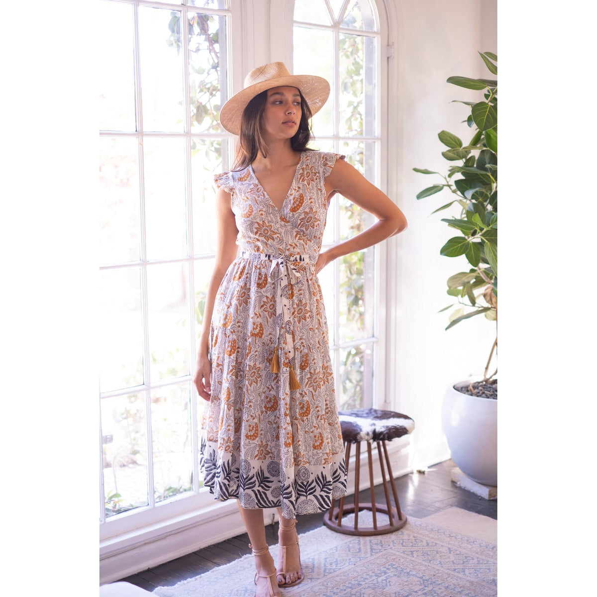 silk midi wrap dress Flutter Midi Wrap Dress
