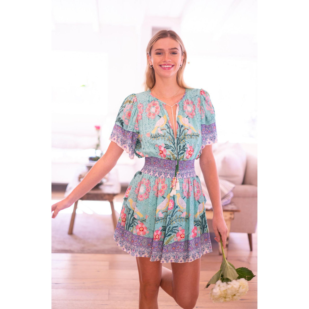 juli mini dress floral Sleeveless Floral Embroidered Mini Dress with Pockets – Juli's Wearable Art