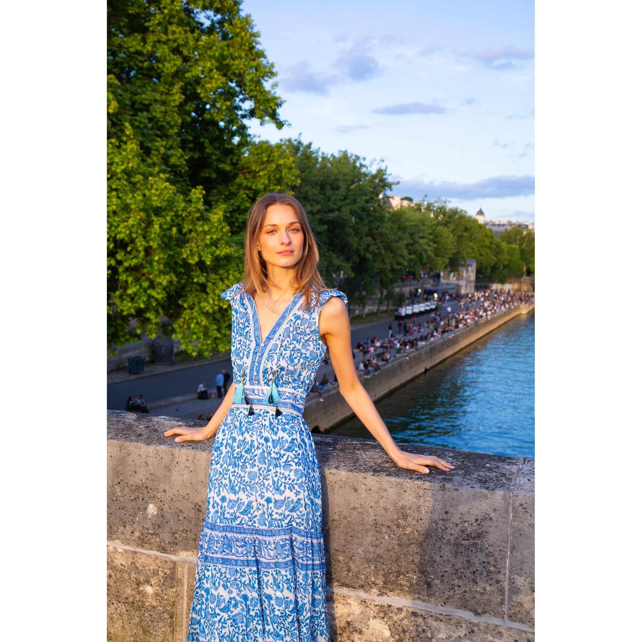 blue nature beauty long sleeve maxi dress Miss Circle Women Giada Navy Lace Deep V Long Sleeve Maxi Dress