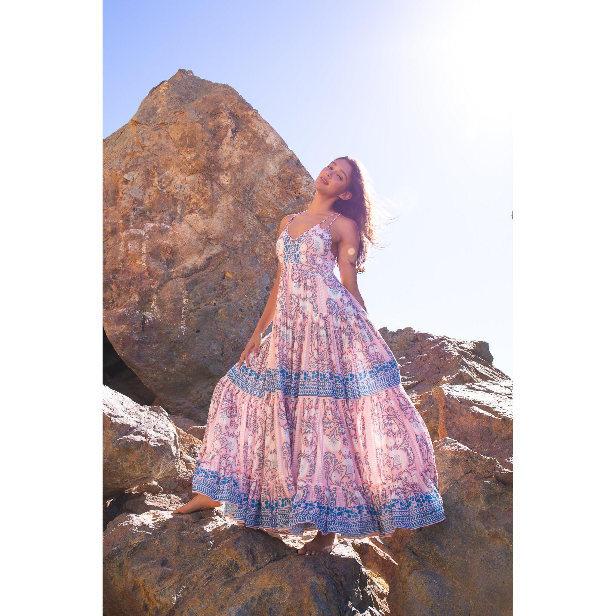 chinese dress ladies BELL SLEEVE SURPLICE NECK PLEATED WAIST SOLID MAXI DRESS