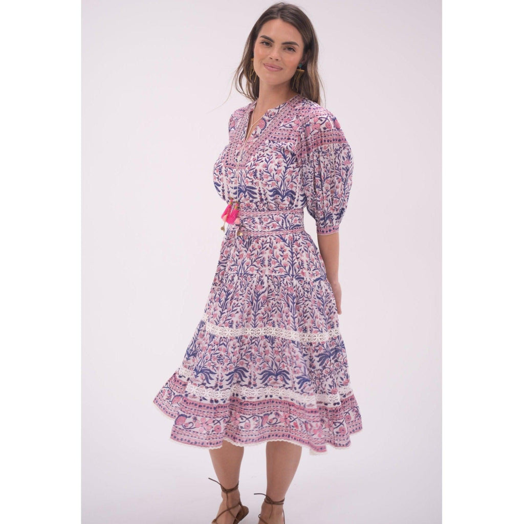 Pink/Blue Fran Midi Dress