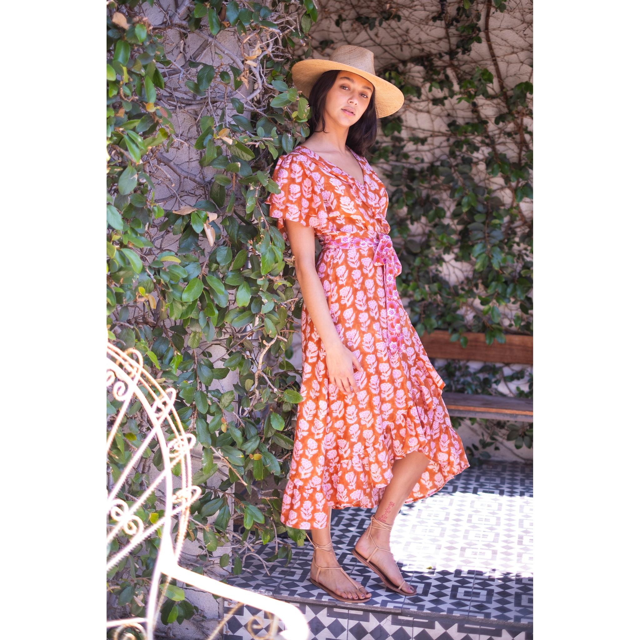 floral wrap dress midi Frilly softly flared hem that Size:extra extra large ss25 Formal Wear IROINNID Semi Formal Dress