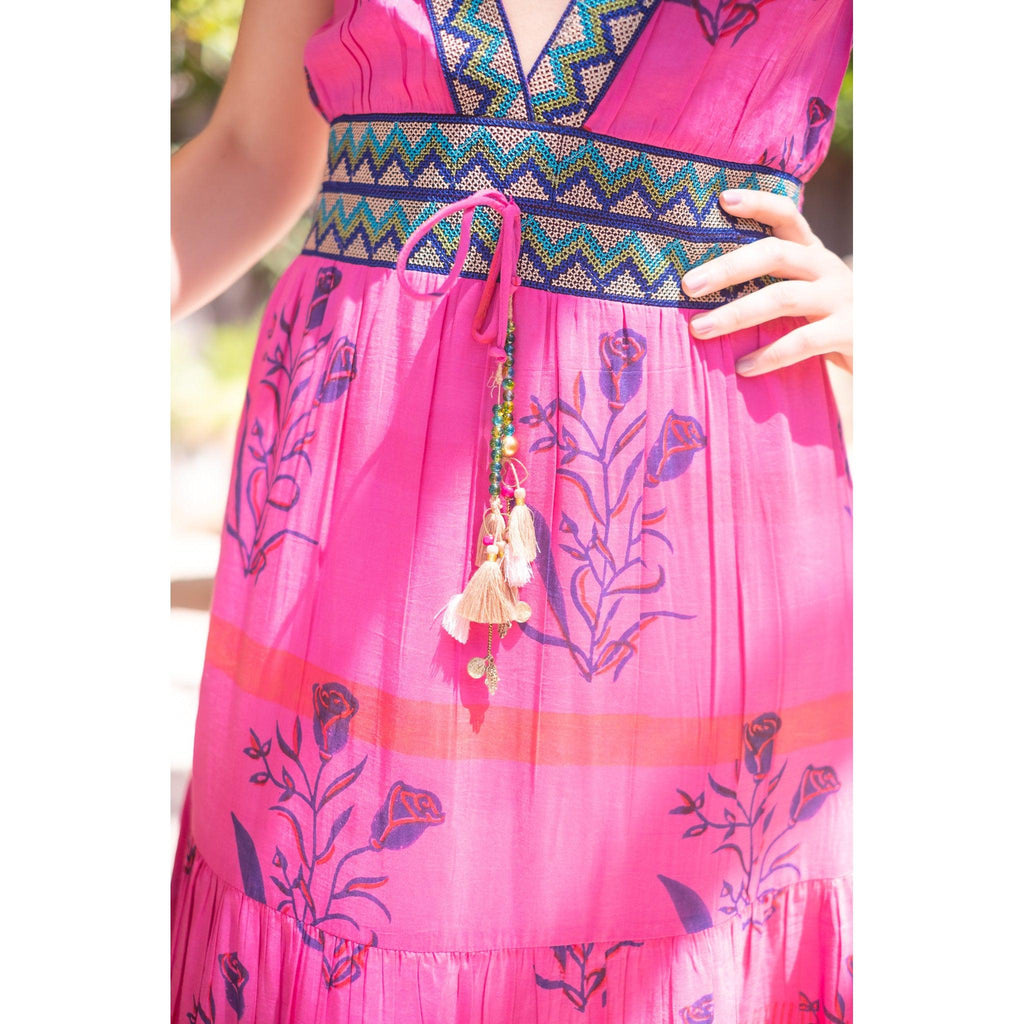 Magenta Isabella Maxi Dress With Embroidery