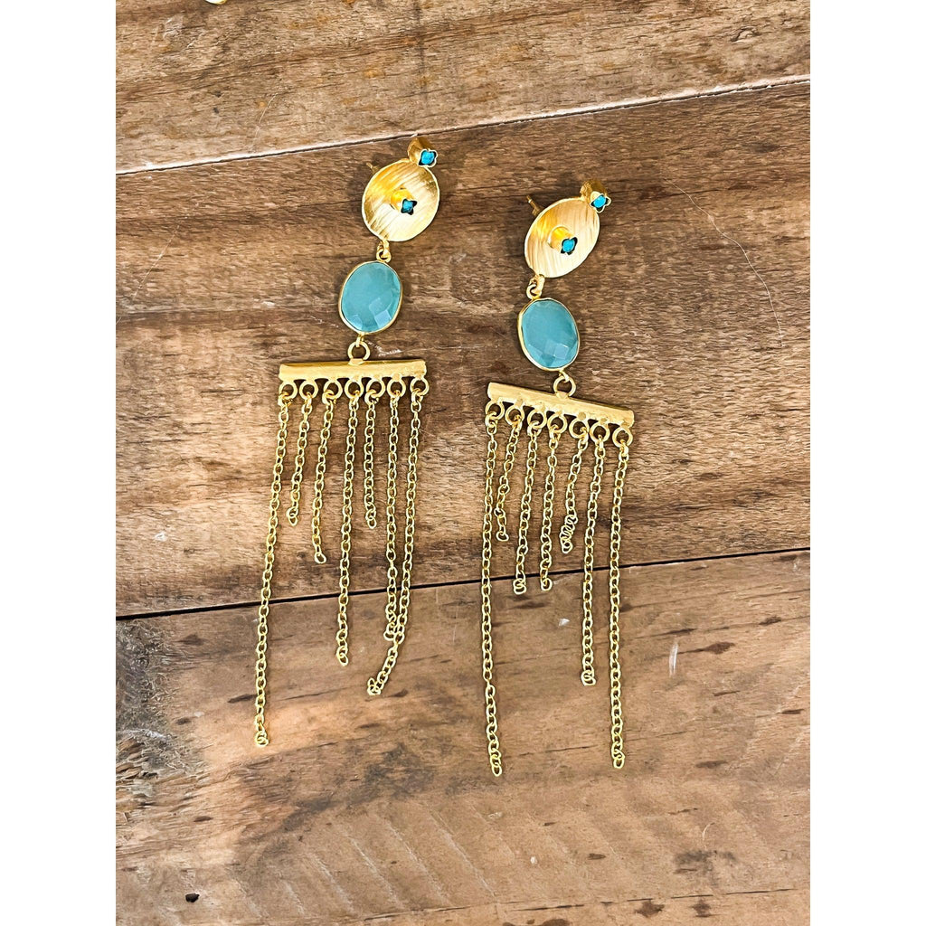 Gold Turquoise Chain Earring - Preorder