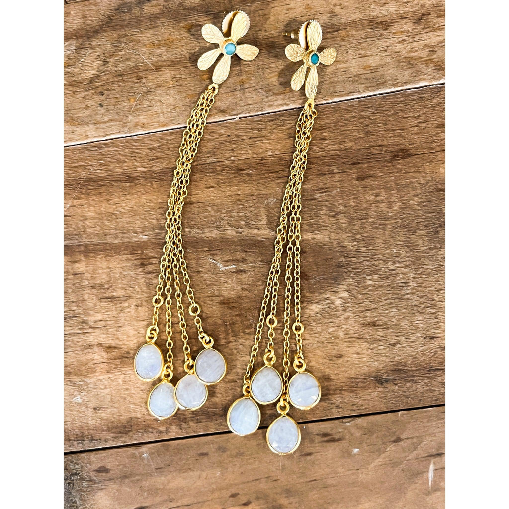 Gold Floral Dangly Earring - Preorder