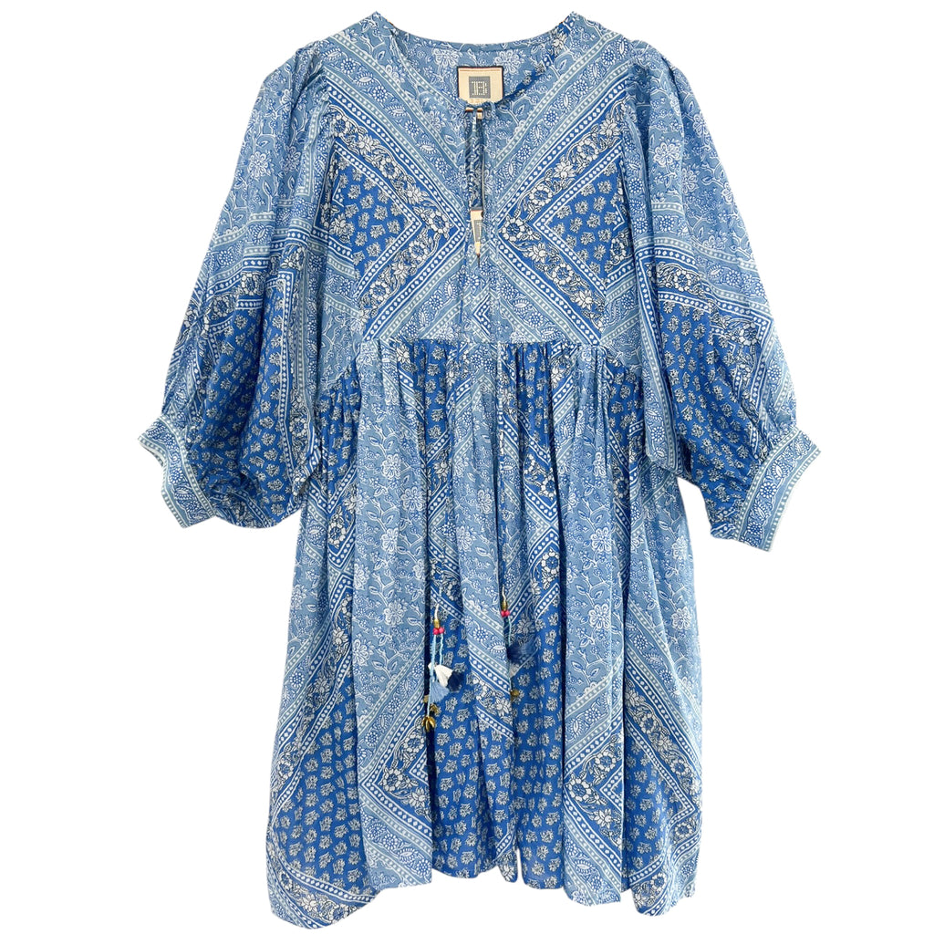 tunic dress blue Sylvie Cotton Mini (long sleeve) Lace Open Back Maxi Size:CHILD-12-18 Months The Fall Shop