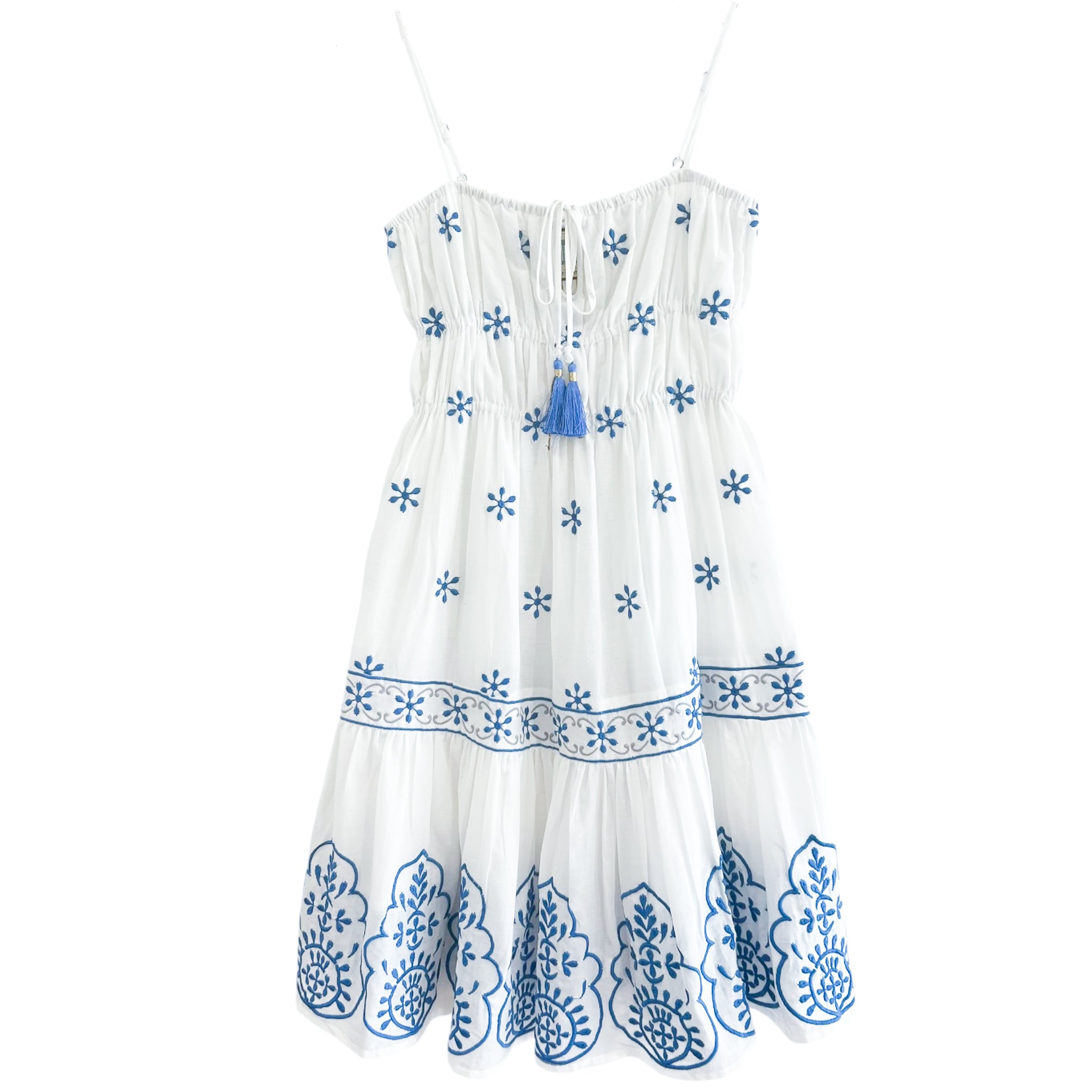 blue and white embroidered dress Rails | Fawn - Embroidery | Premium Cotton | Size L bridal showers Ines Embroidered Dress