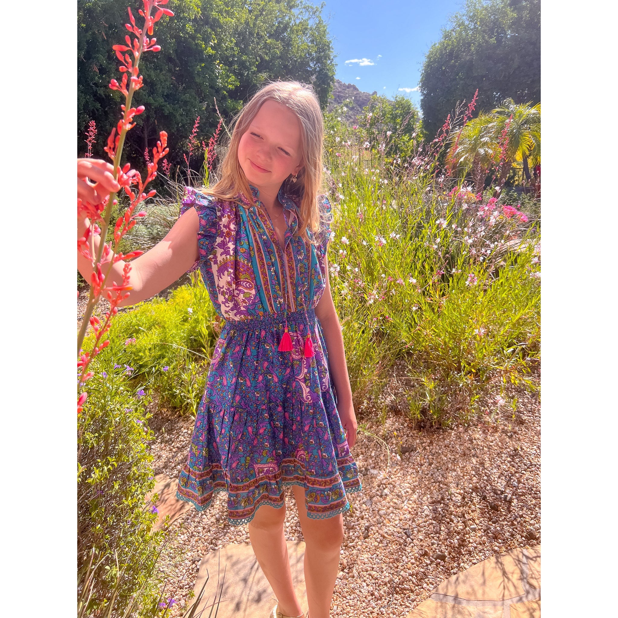 denim mini dress uk Self-Portrait Denim Mini Dress With Broderie Detailing