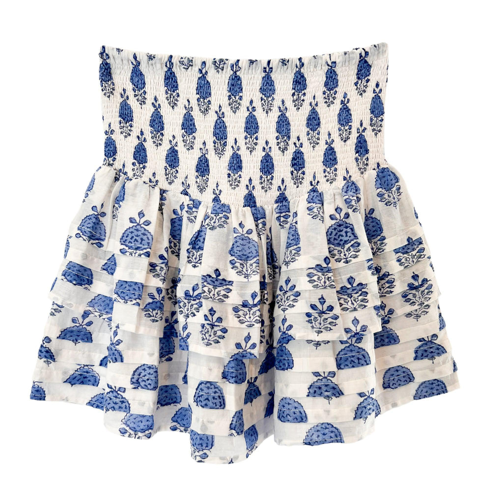 Pleated Smocked Mini Skirt - Cotton