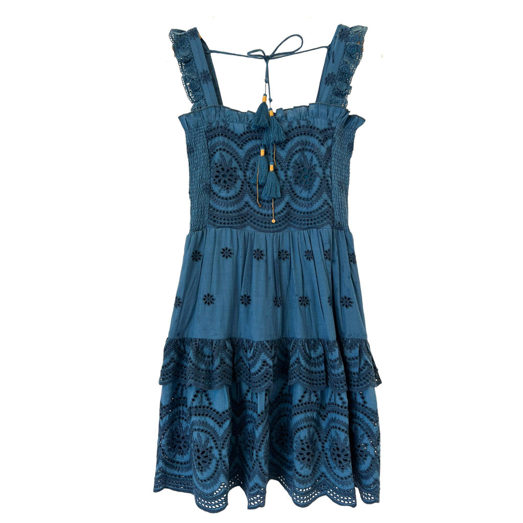 Turquoise Siena Mini Eyelet Dress - Preorder