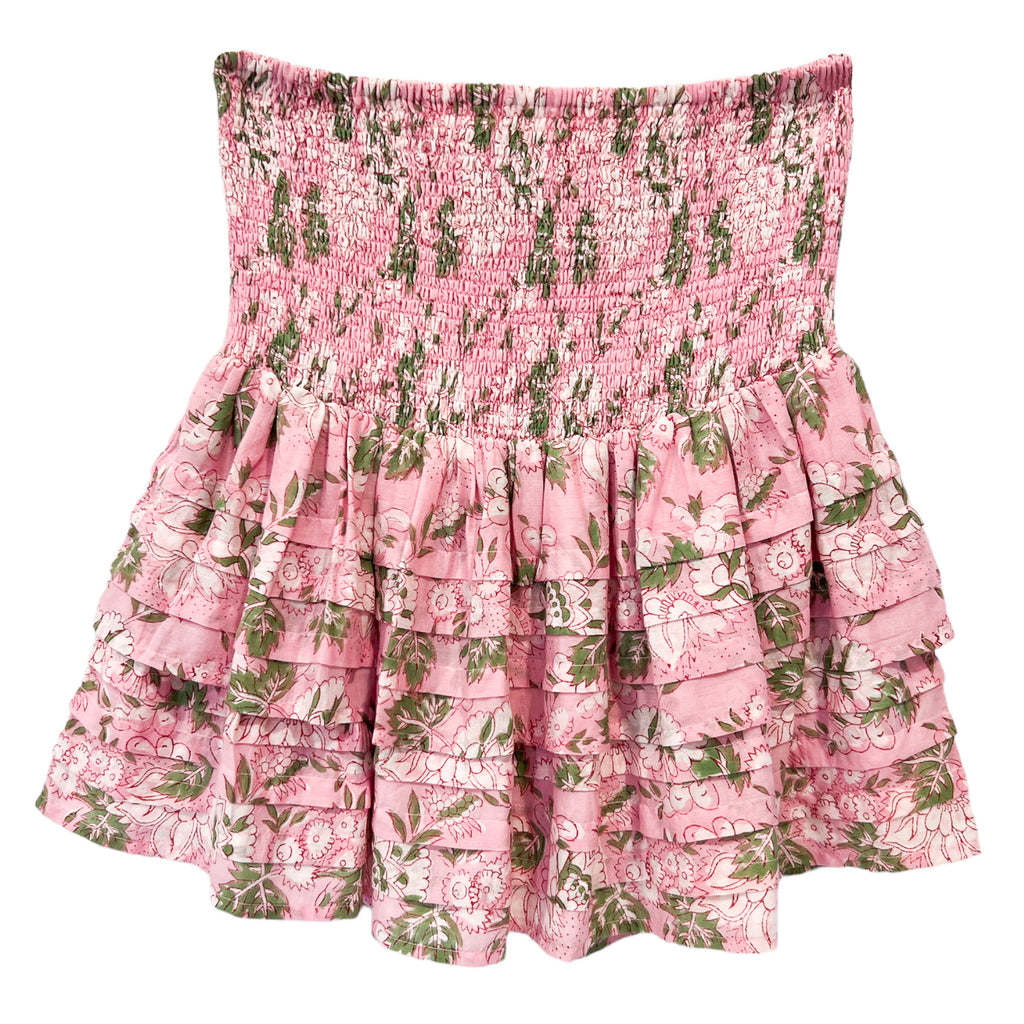 Pleated Smocked Mini Skirt - Cotton