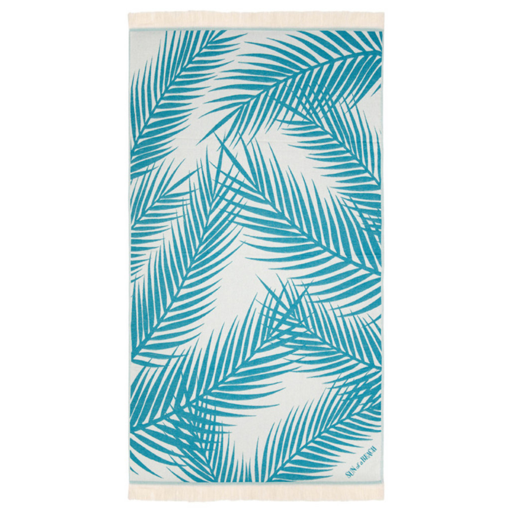 Palm Springs Petrol Feather Beach Towel