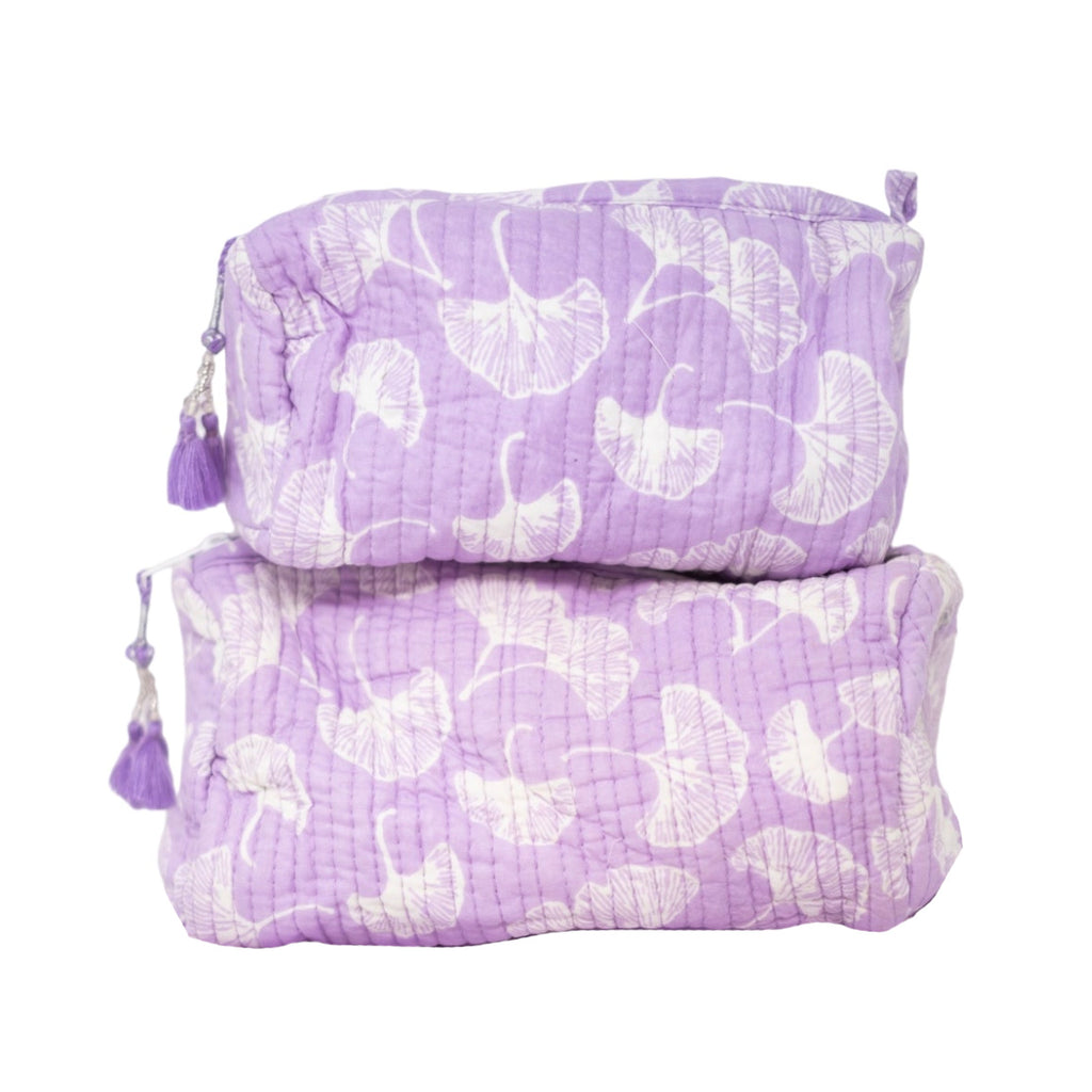 2 Piece Cosmetic Bag-Purple Print