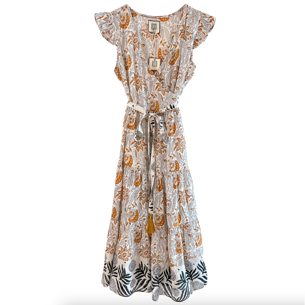 midi wrap dress with flutter sleeves BELL by Alicia Bell Dress