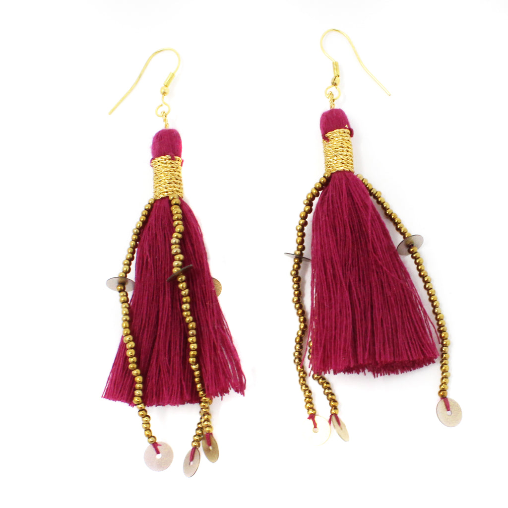 Maroon Cotton Ophelia Earring