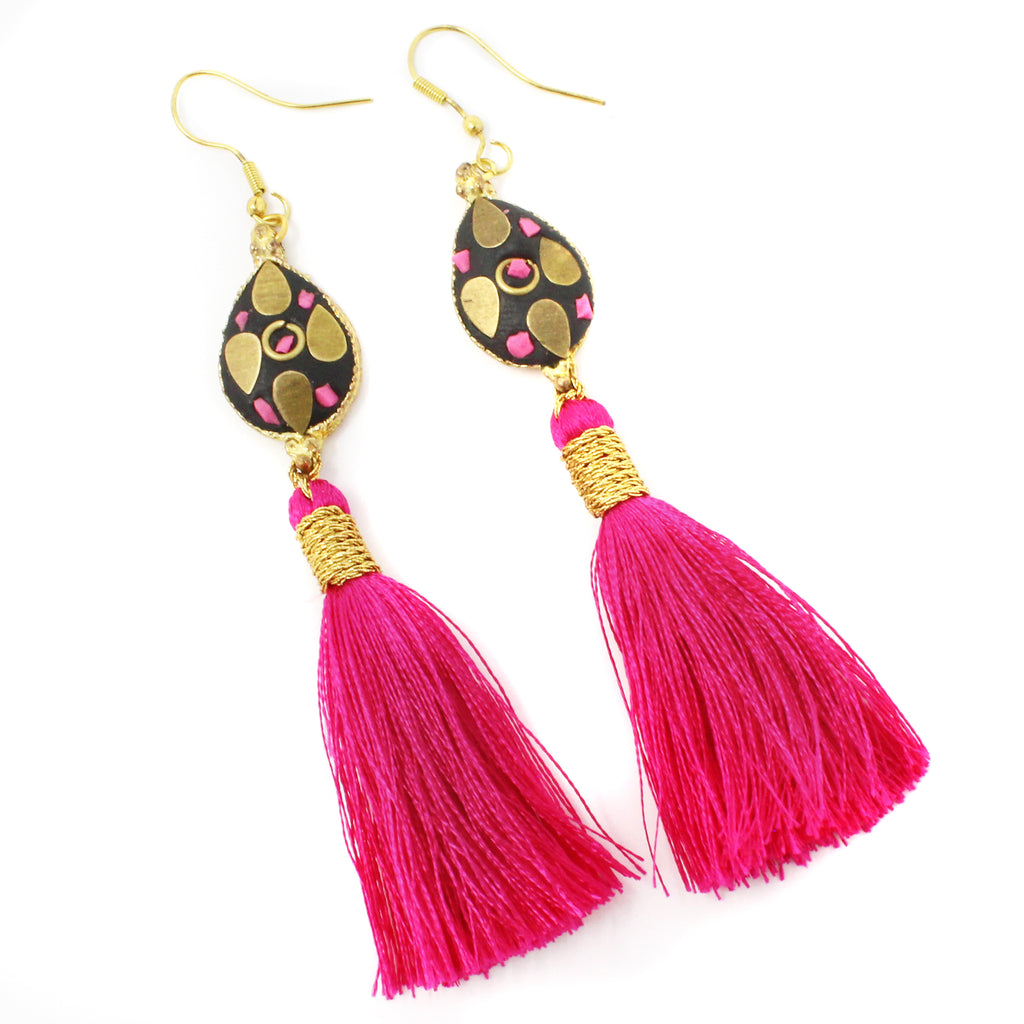 Hot Pink Silk Venus Earring